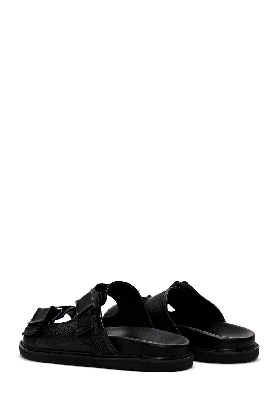 Men's Black Leather Slippers