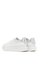 Woman White Laced Thick Sole Leather Sneakers | Derimod