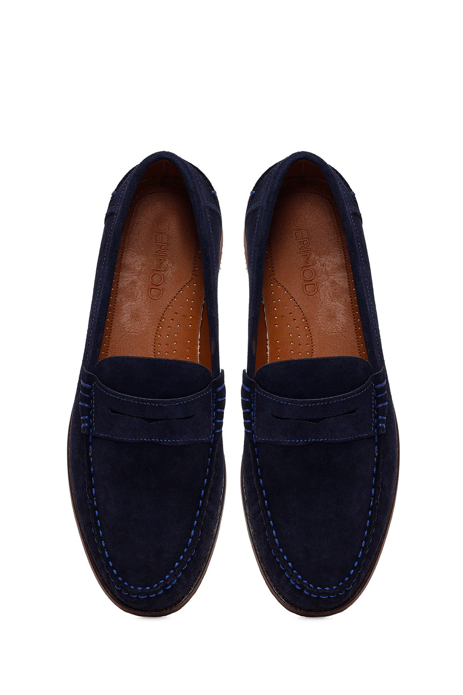 Erkek Lacivert Süet Deri Casual Loafer