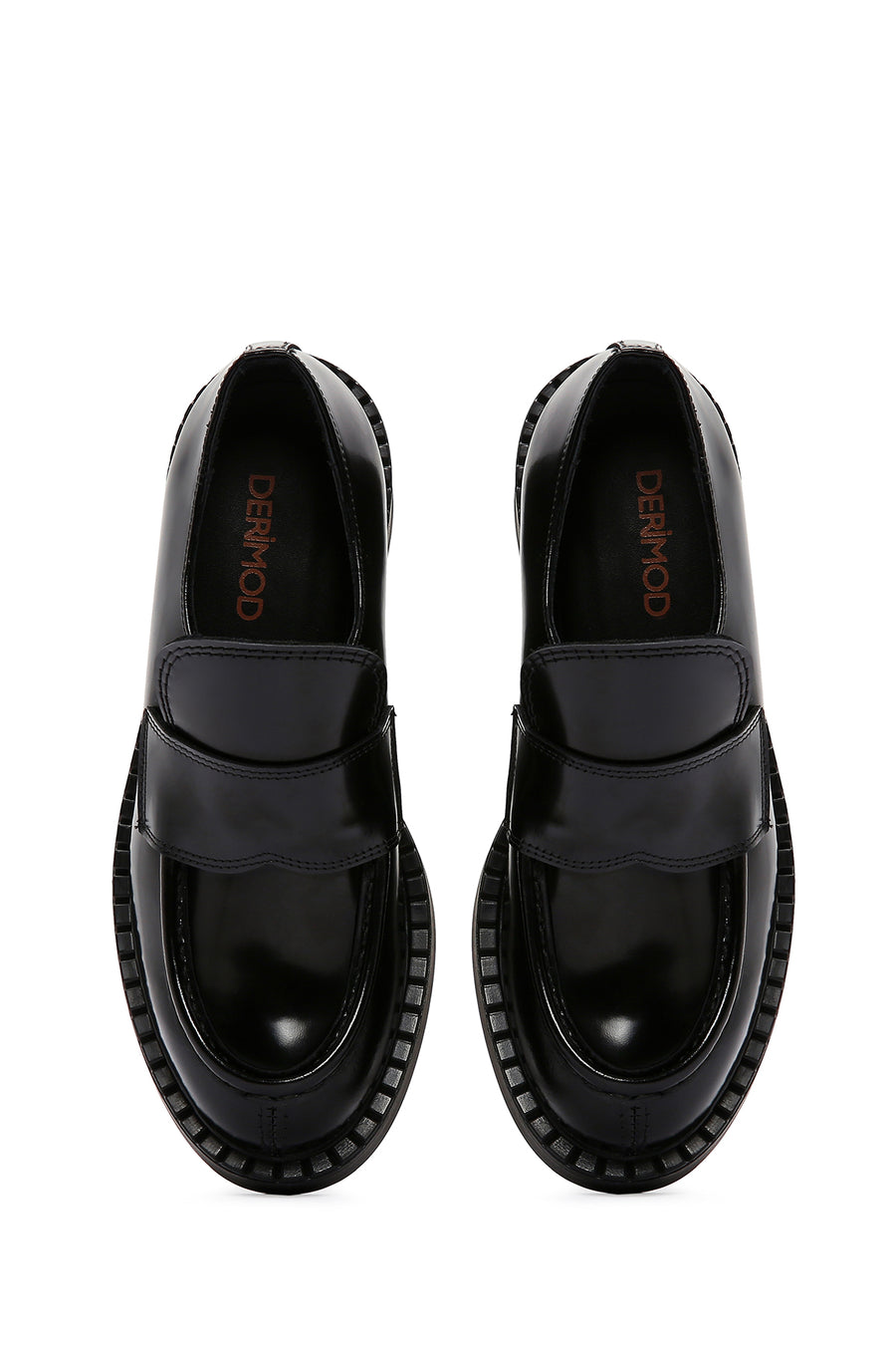 Kadın Siyah Rugan Deri Maskülen Loafer