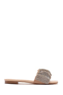 Women's Beige Stone Flat Slippers | Derimod