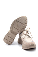 Women's Leather Suede Detail Sneaker | Derimod