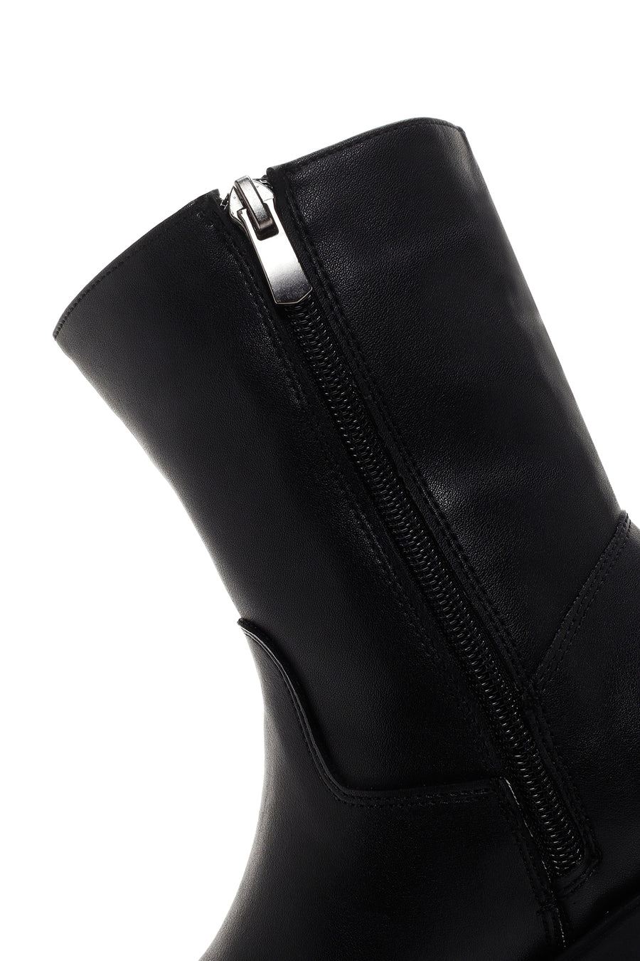 Women's Black Thick Soled Zippered Casual Boots
