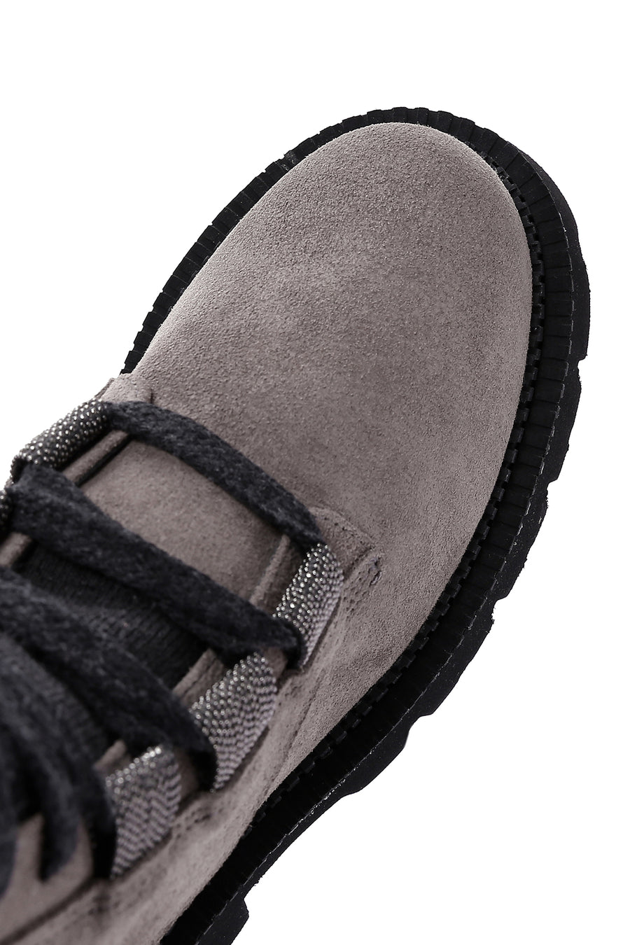 Women's Gray Suede Leather Zippered Boots