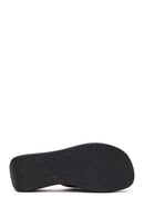 Women's Black Wedge Heeled Slippers | Derimod