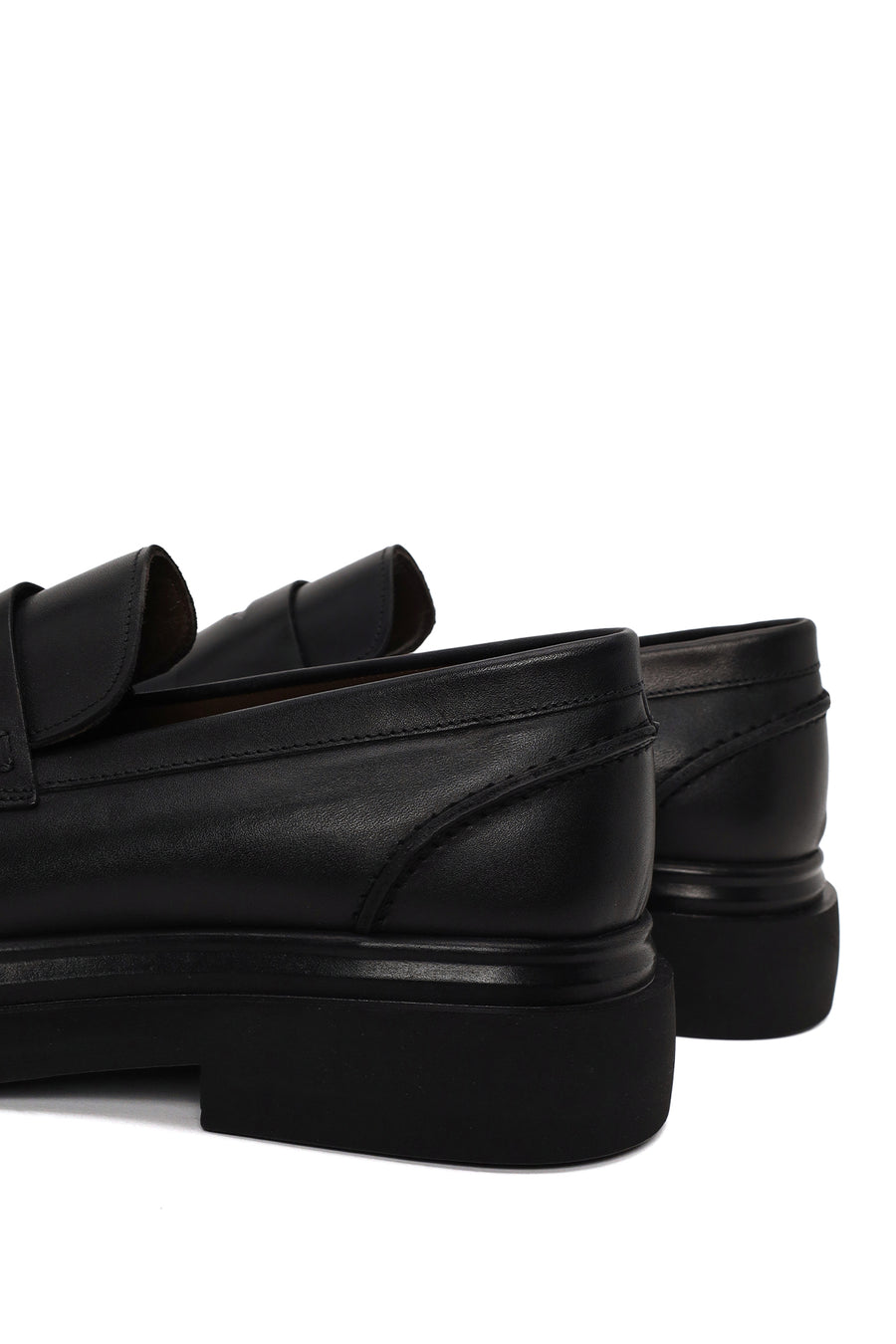 Male Black Thick-Soled Leather Loafer