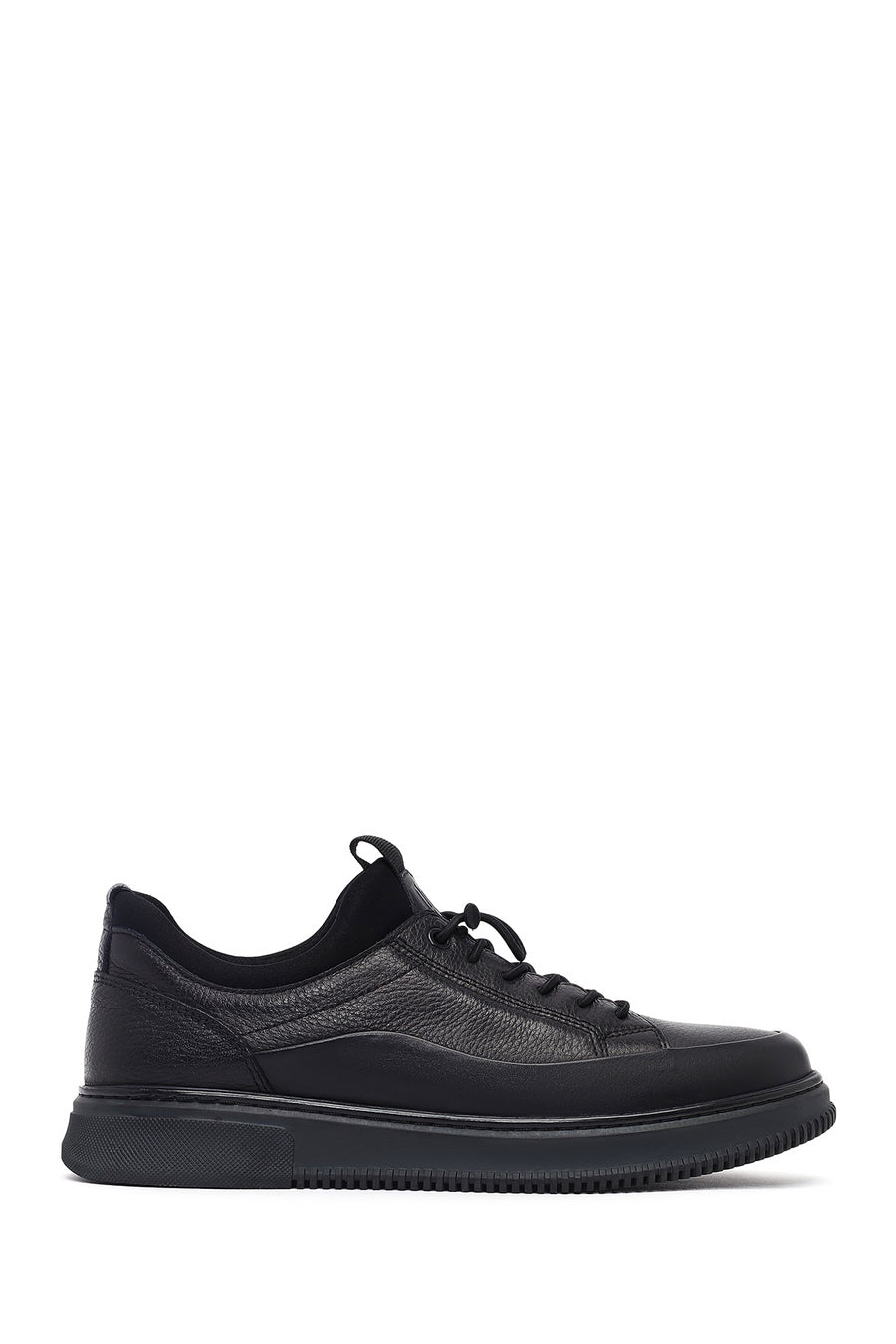 Erkek Siyah Bağcıklı Deri Sneaker WM720006DF | Derimod