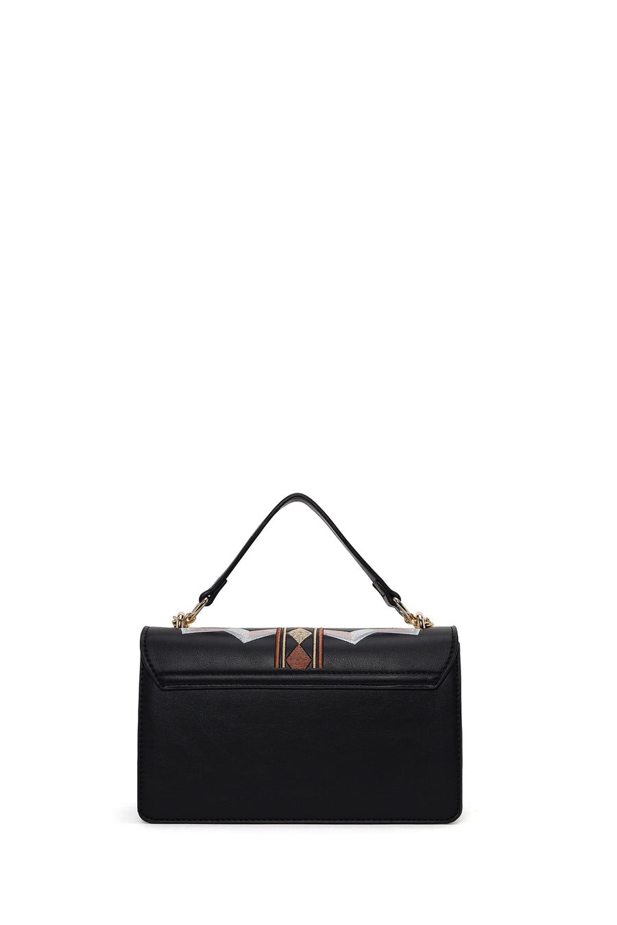 Woman Black Long-Strap Printed Shoulder Bag