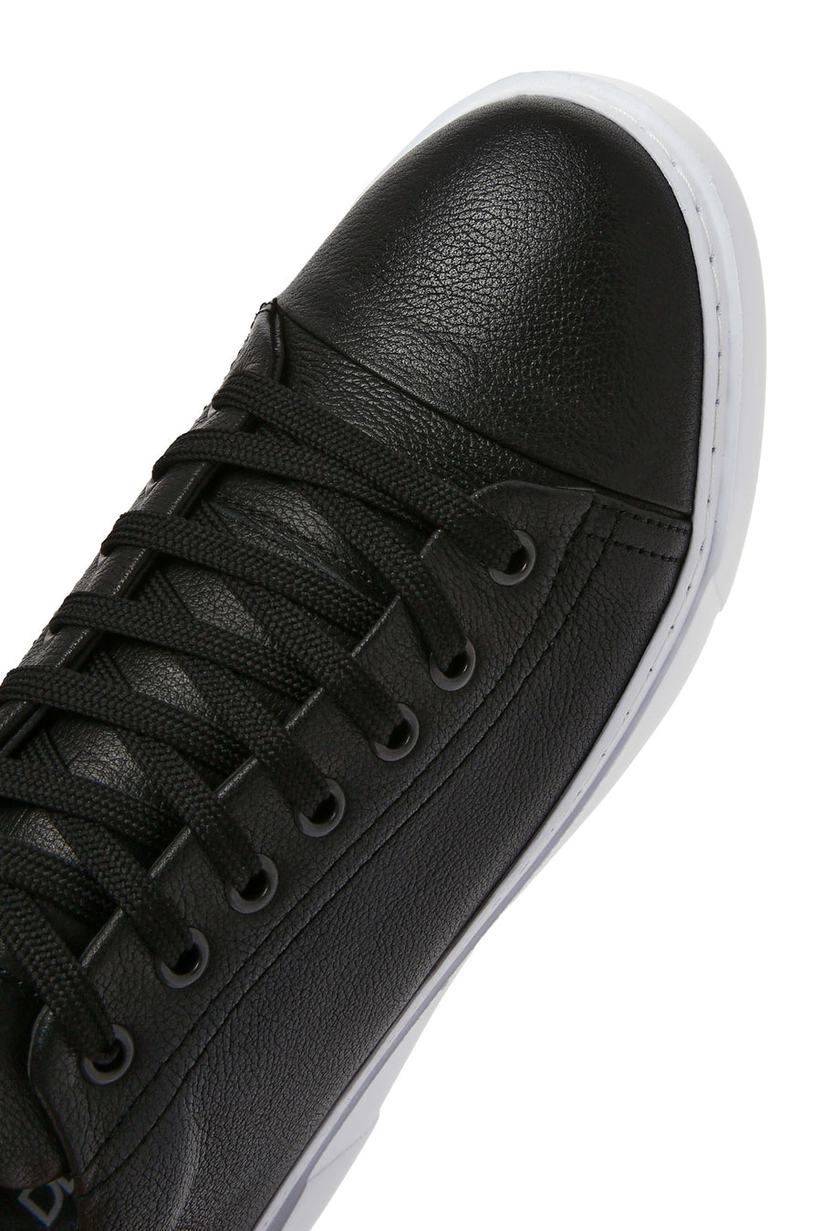 Erkek Siyah Kalın Tabanlı Bağcıklı Deri Sneaker