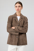 Gloria Women's Mink Oversize Suede Leather Jacket | Derimod