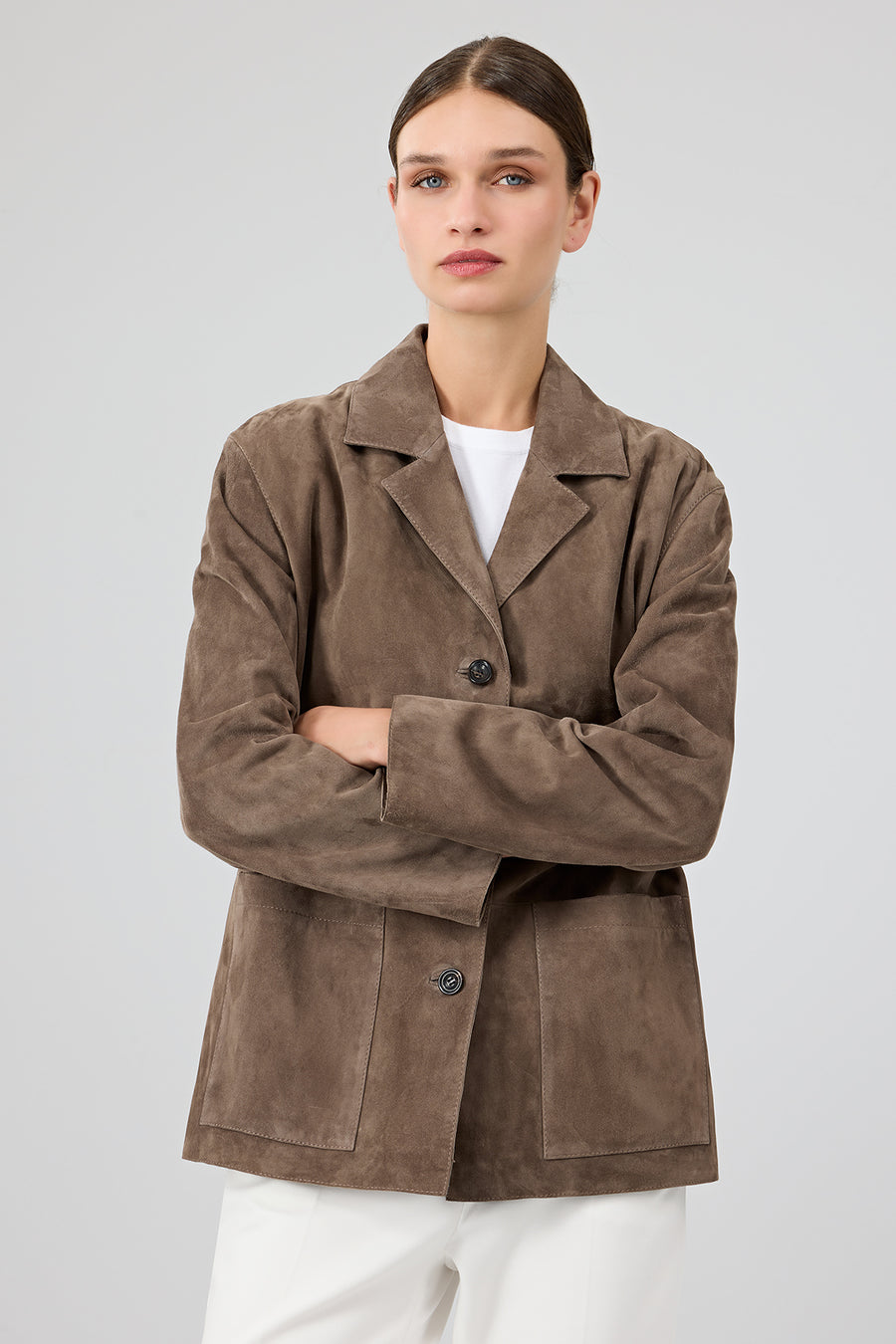 Gloria Women's Mink Oversize Suede Leather Jacket