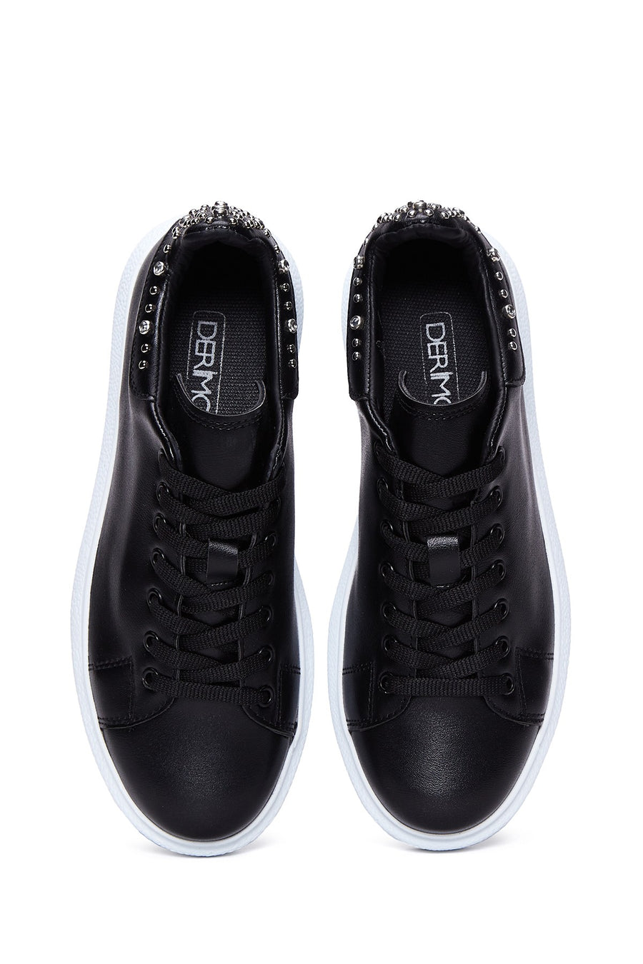 Kadın Siyah Taşlı Kalın Tabanlı Sneaker