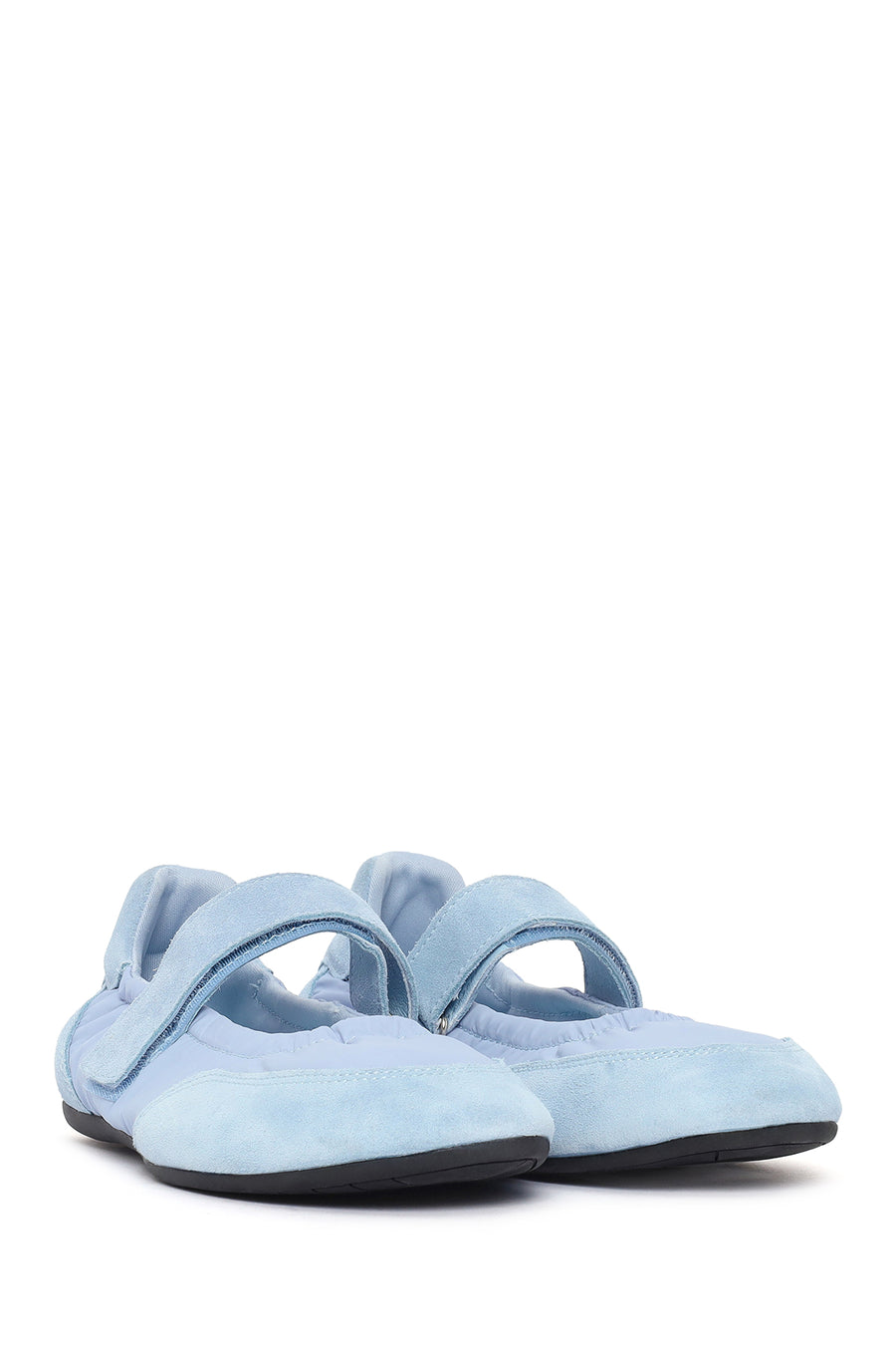 Women's Blue Strap Leather Sport Ballet Flats