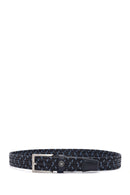 Men's Navy Blue Braided Leather Belt | Derimod