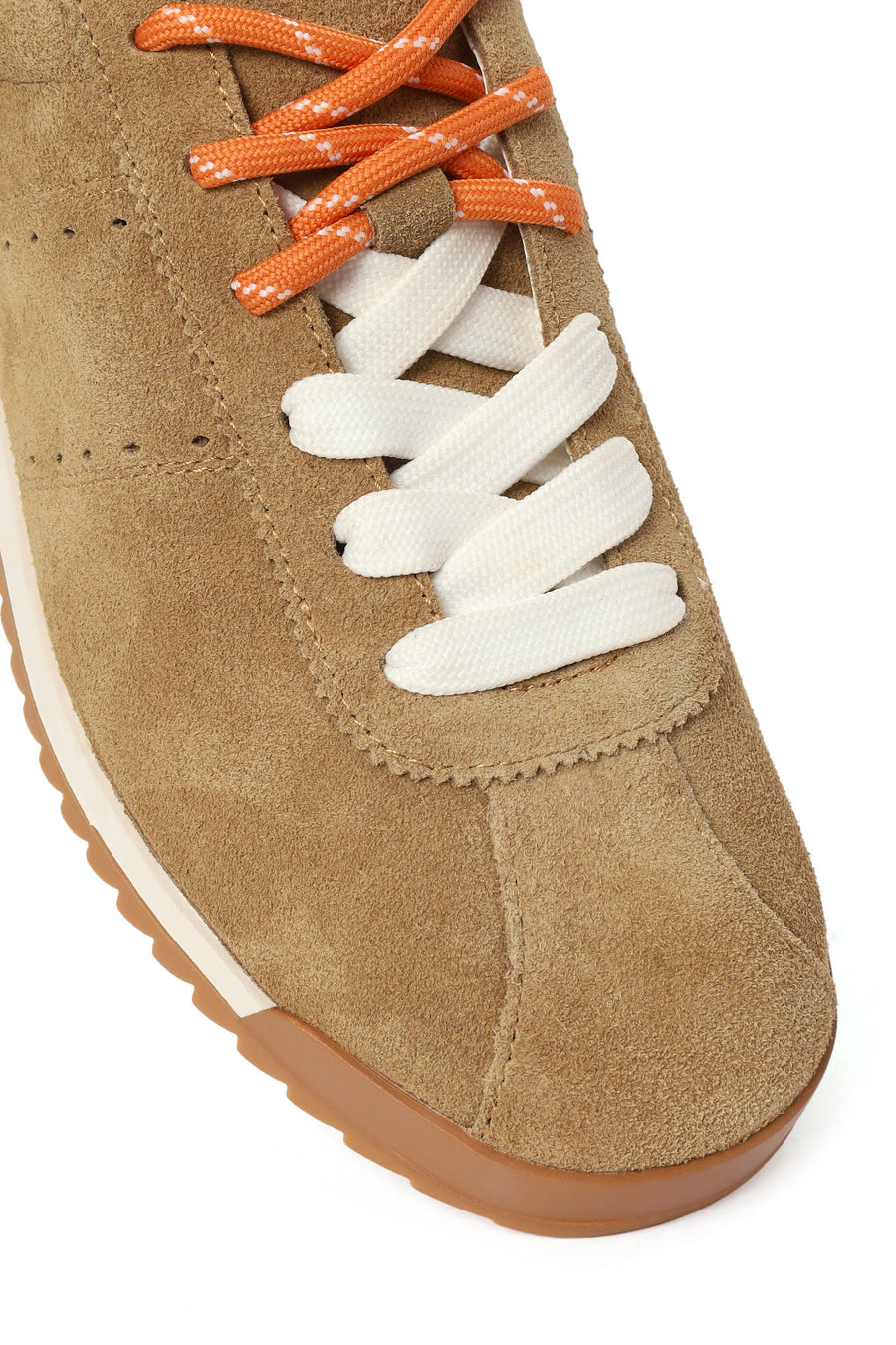 Kadın Bej Bağcıklı Süet Deri Sneaker