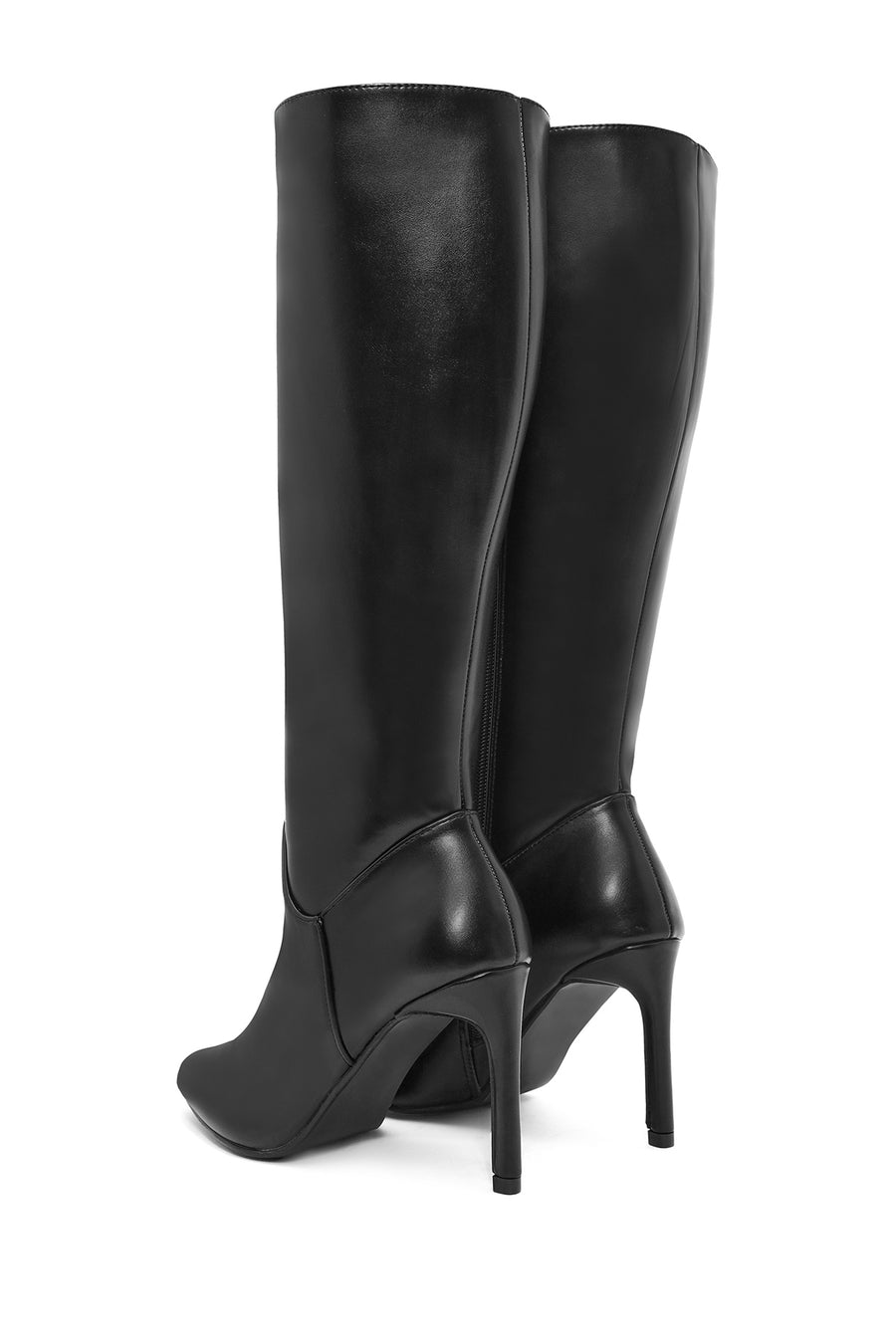 Women's Black Zippered Thin Heeled Boots