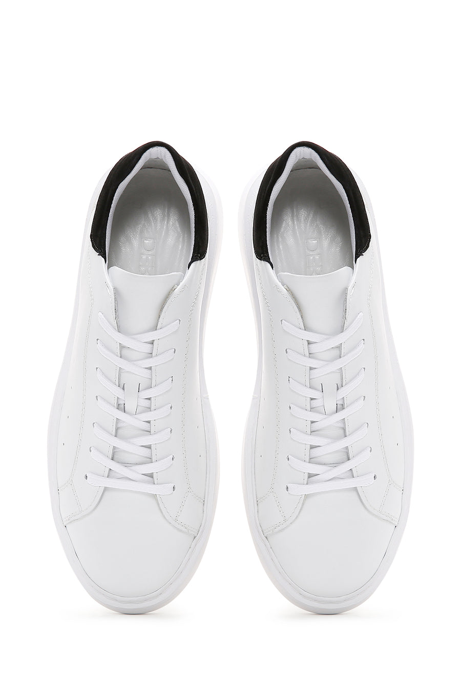 Erkek Beyaz Deri Kalın Tabanlı Sneaker