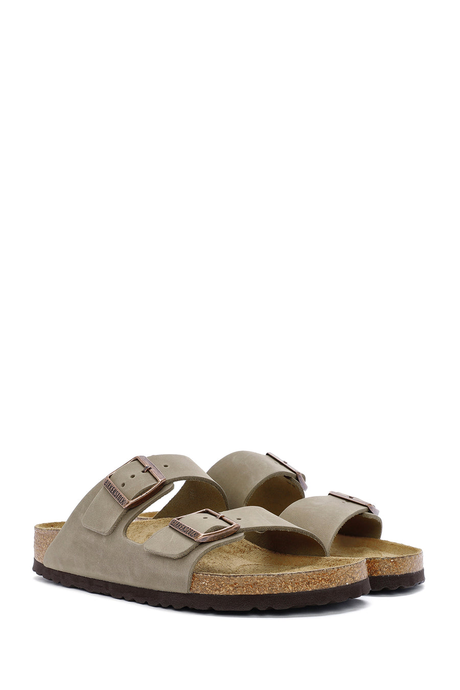Birkenstock Erkek Kahverengi Arizona Çift Tokalı Deri Terlik