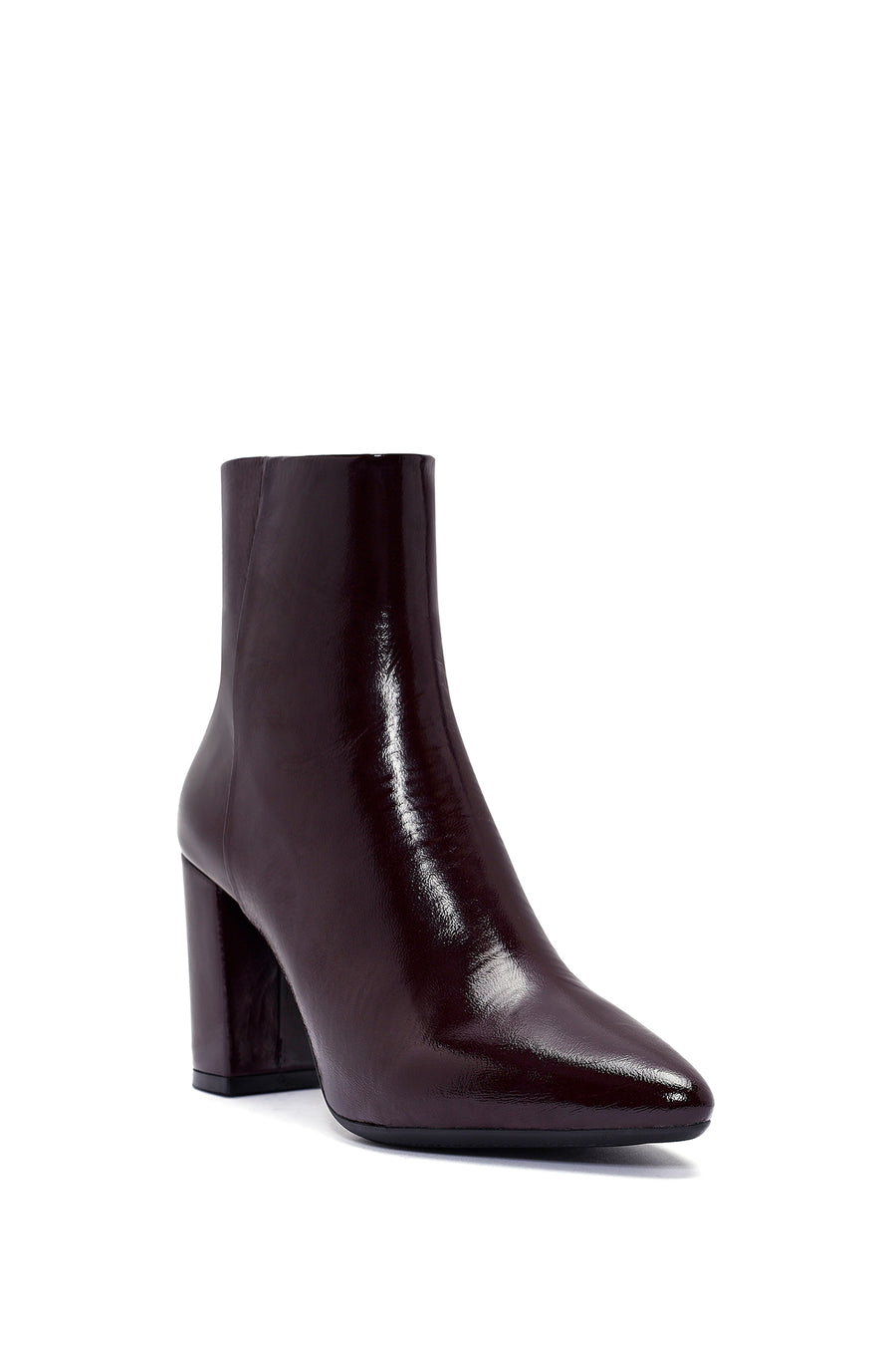 Derimod Gritti Women's Burgundy Zippered Thick Heeled Patent Leather Boots