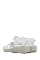 Women's White Ankle Strap Thick Soled Leather Comfort Sandals | Derimod