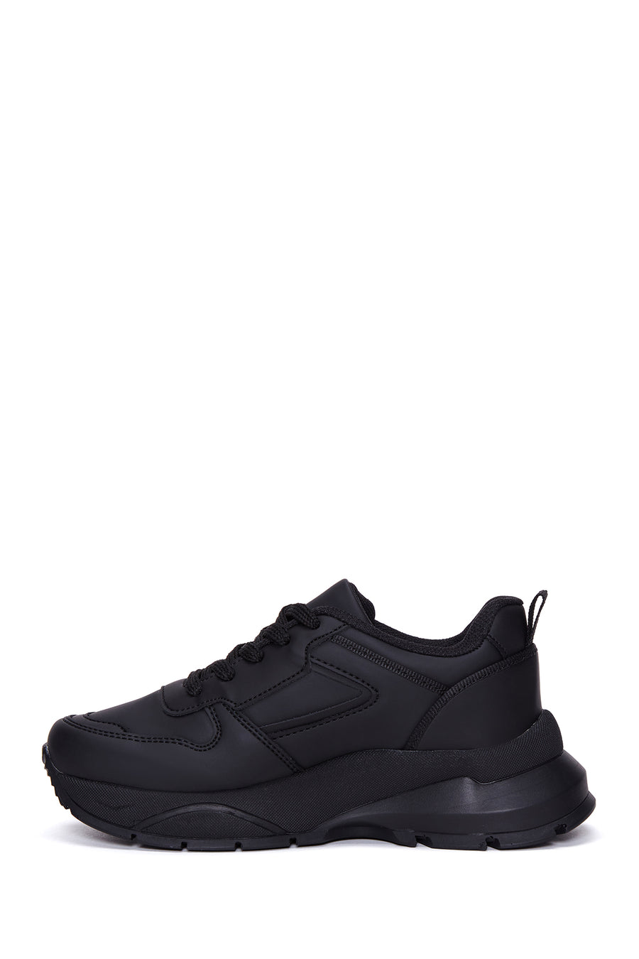 Kadın Siyah Kalın Tabanlı Bağcıklı Sneaker