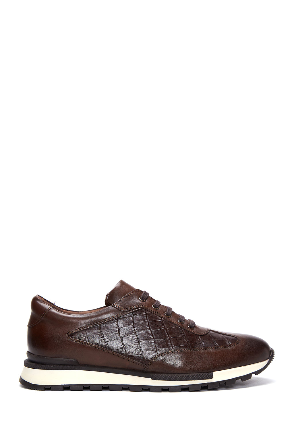 Erkek Kahverengi Deri Desenli Sneaker