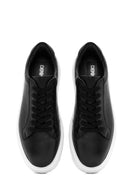 Erkek Siyah Bağcıklı Deri Sneaker | Derimod