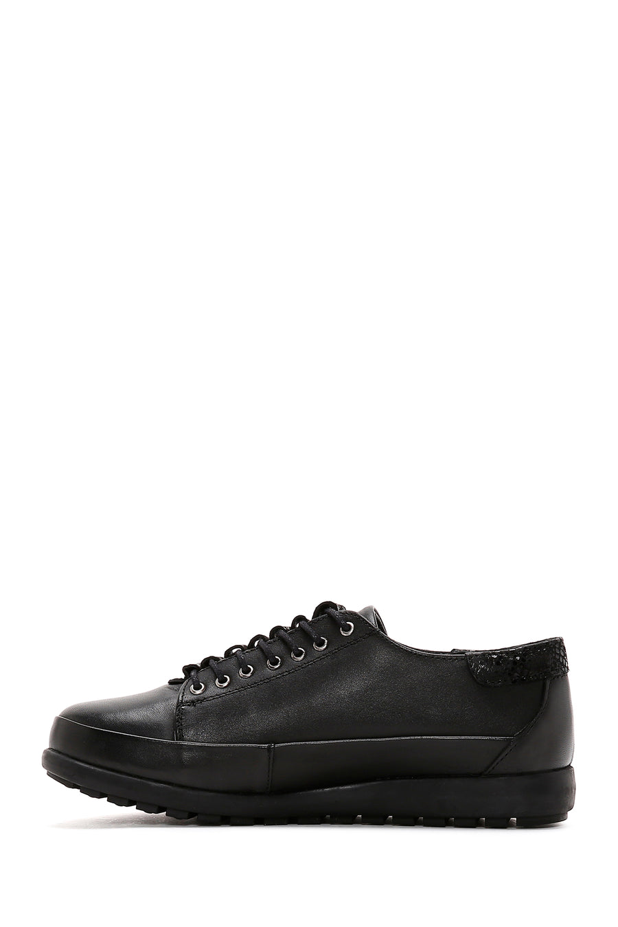 Women's Black Leather Comfort Casual Shoes