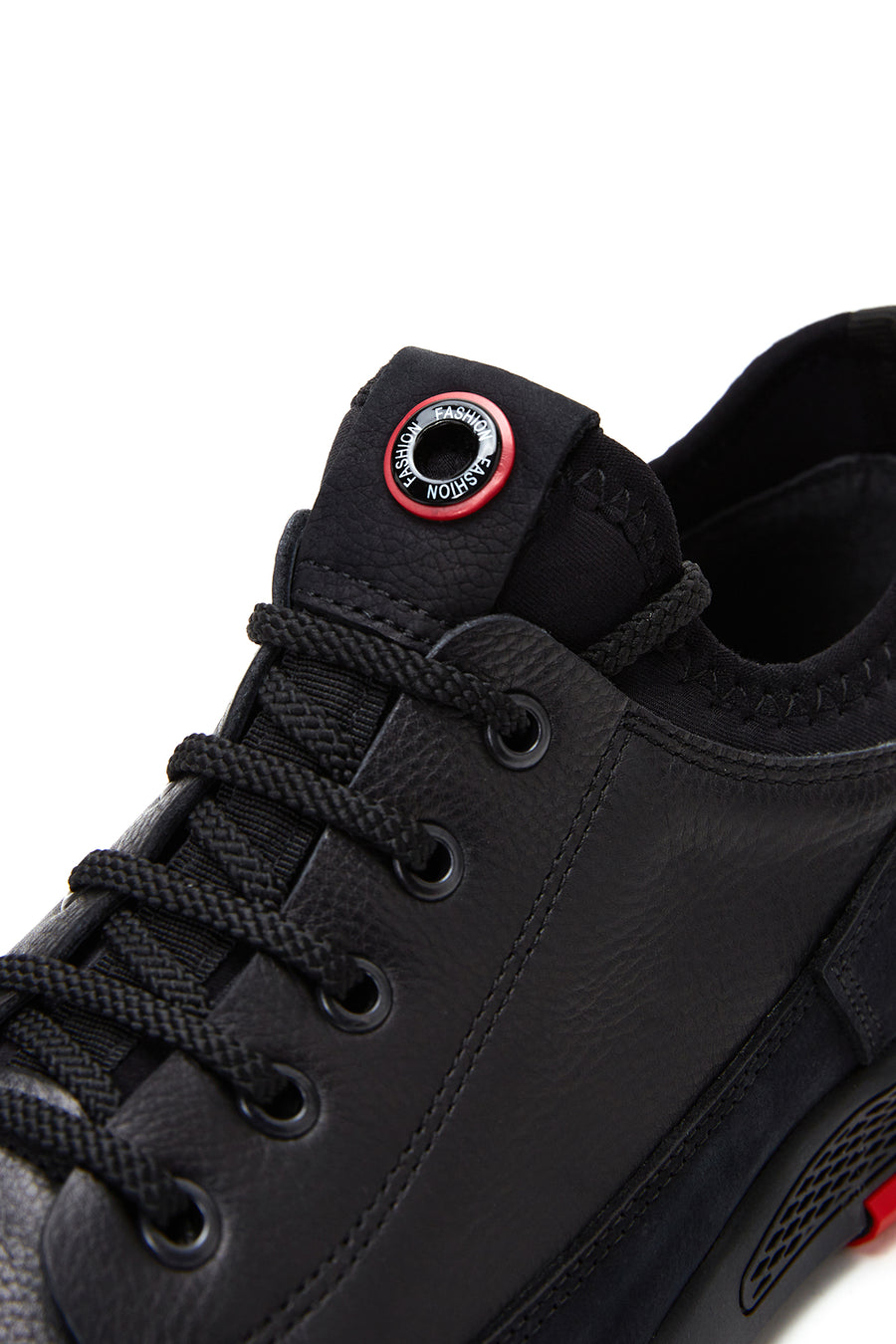 Erkek Siyah Bağcıklı Deri Sneaker