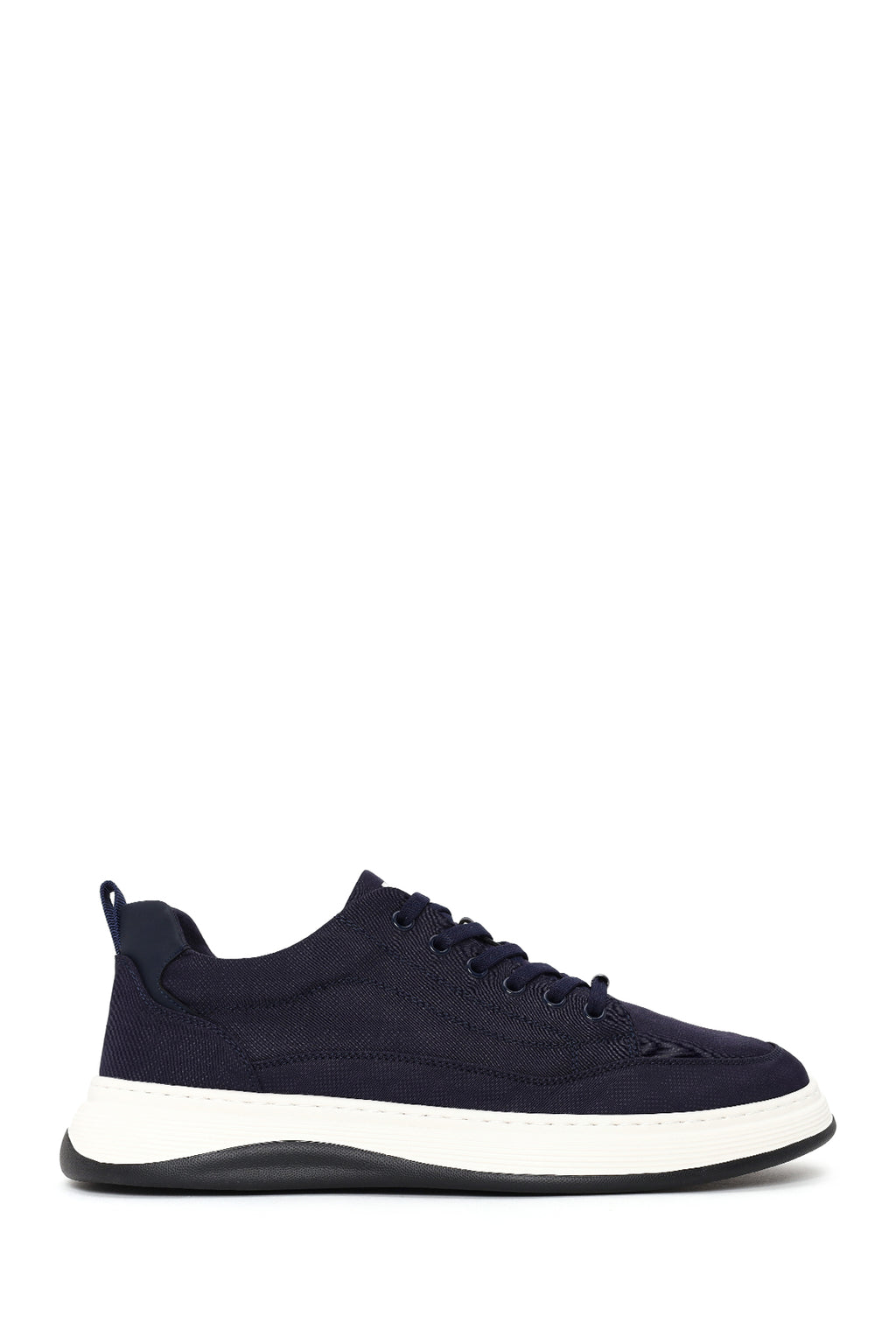 Erkek Lacivert Bağcıklı Kumaş Sneaker