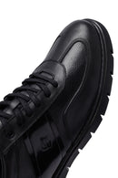 Erkek Siyah Bağcıklı Deri Casual Sneaker | Derimod