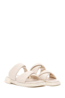 Women's Beige Leather Comfort Slippers | Derimod