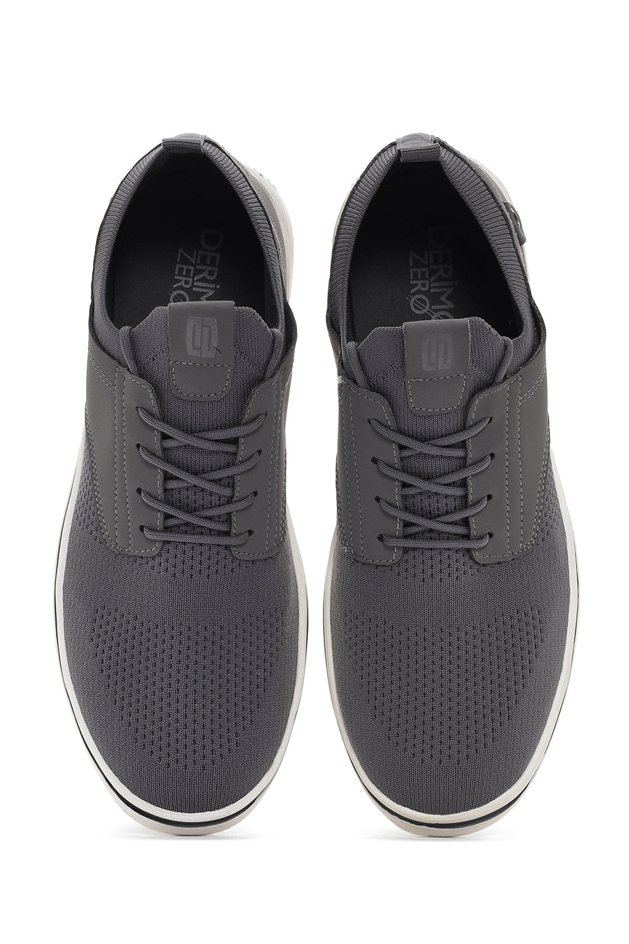 Men's Grey Lace-Up Fabric Sneakers