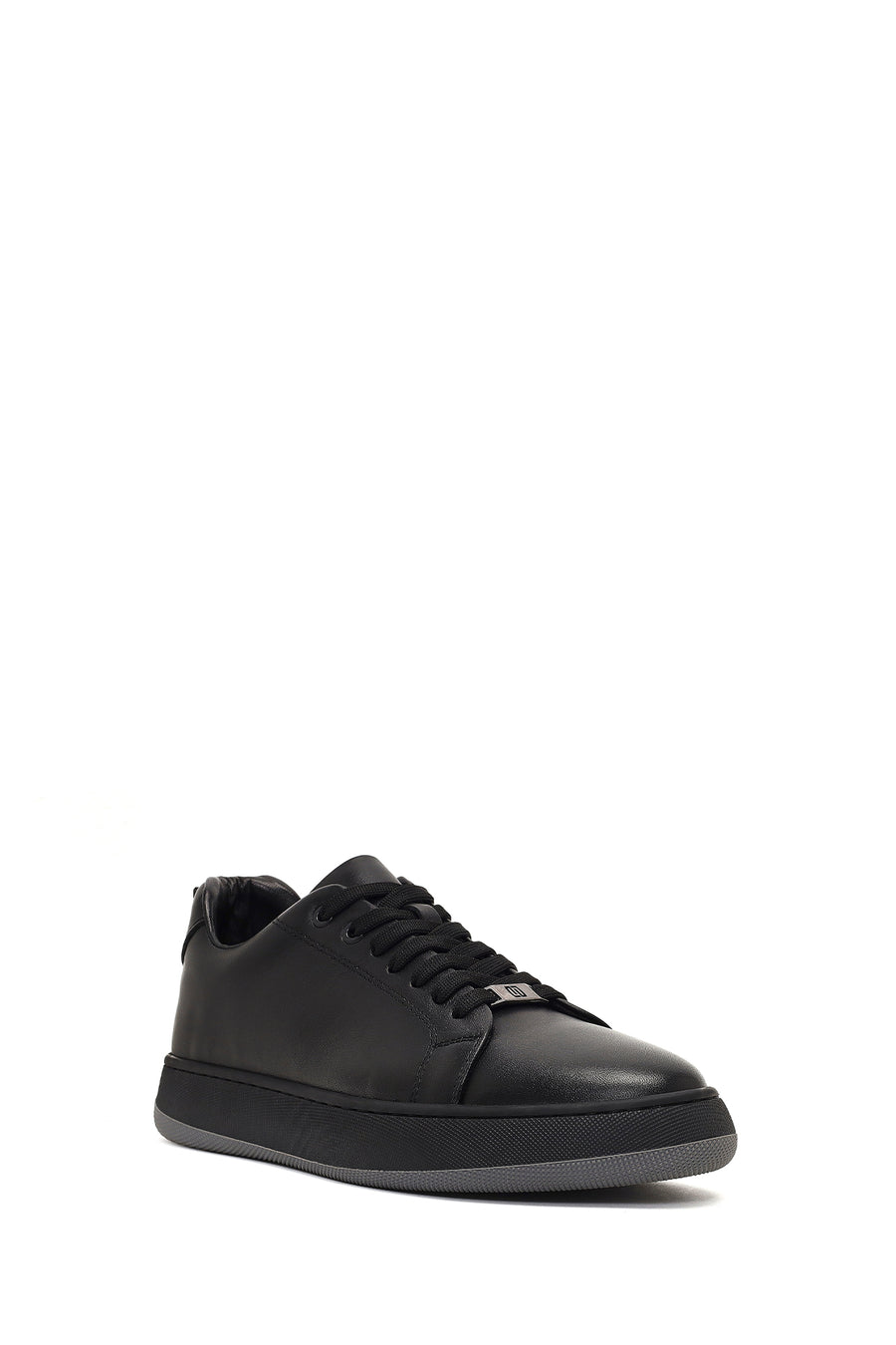 Erkek Siyah Bağcıklı Deri Sneaker