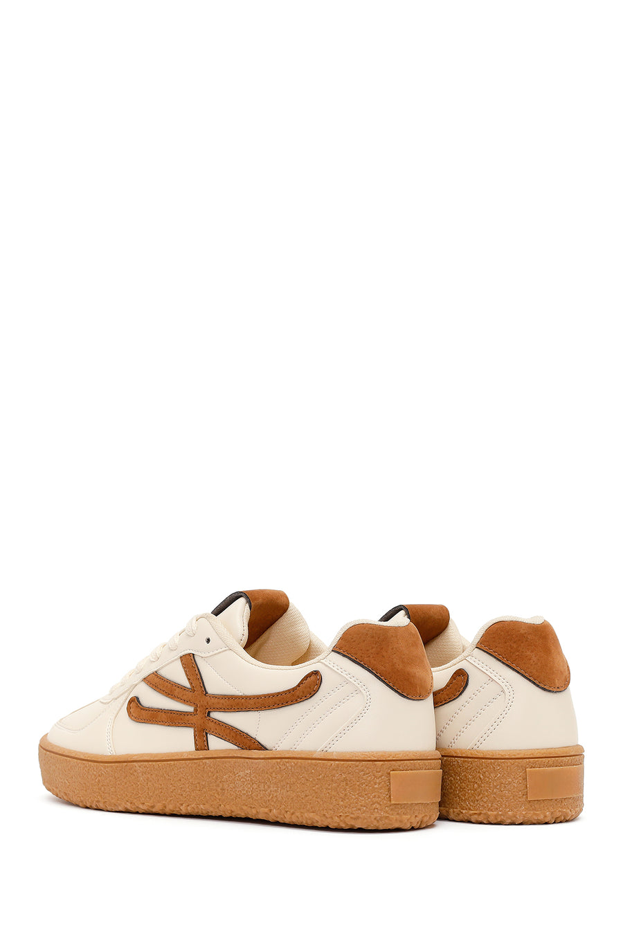 Kadın Bej Bağcıklı Sneaker