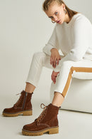 Lace-Up Women's Suede Boots | Derimod