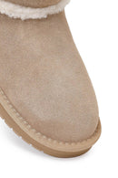 Woman Light Mink Suede Teddy Boots | Derimod