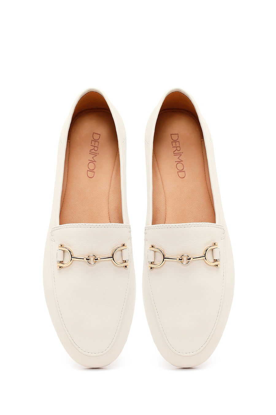 Women's White Leather Loafer with Buckle