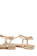 Woman Gold Metallic Toe-Post Sandal | Derimod