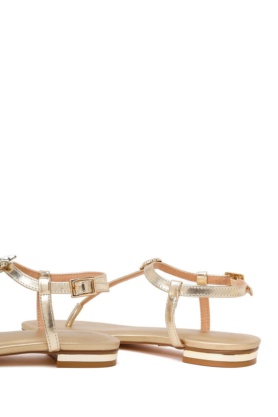 Woman Gold Metallic Toe-Post Sandal