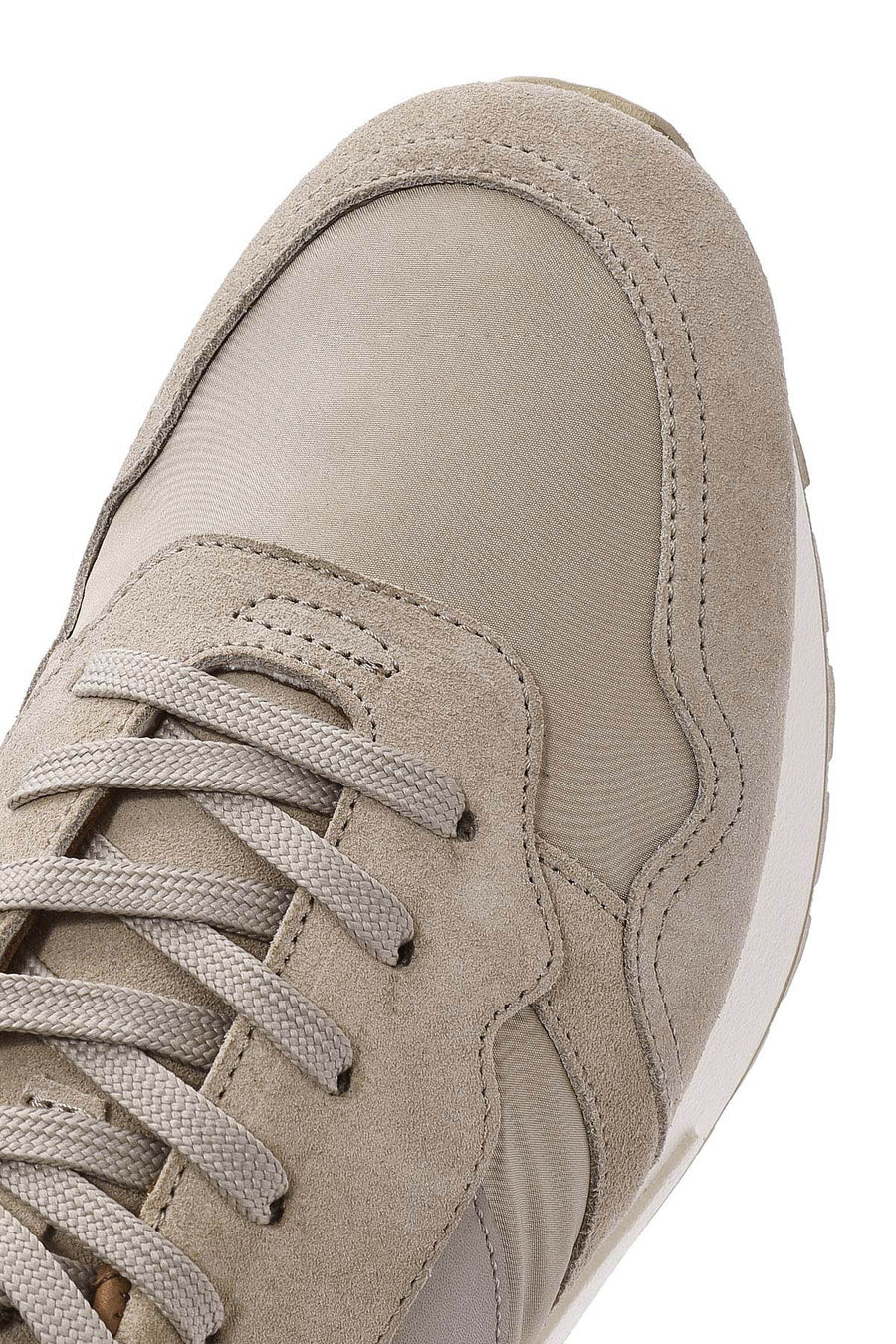 Erkek Bej Bağcıklı Deri Sneaker