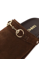 Woman Brown Suede Mule Slipper | Derimod