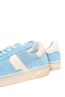 Woman Blue Lace-Up Suede Leather Sneakers | Derimod
