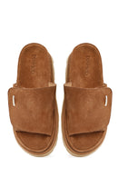 Women's Mink Thick Soled Suede Leather Slippers | Derimod