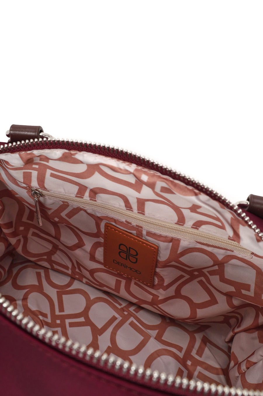 Woman Burgundy Long-Strap Fabric Shoulder Bag
