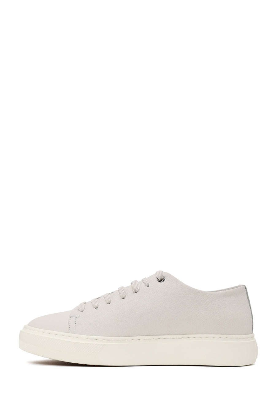 Male White Lace-Up Leather Sneaker