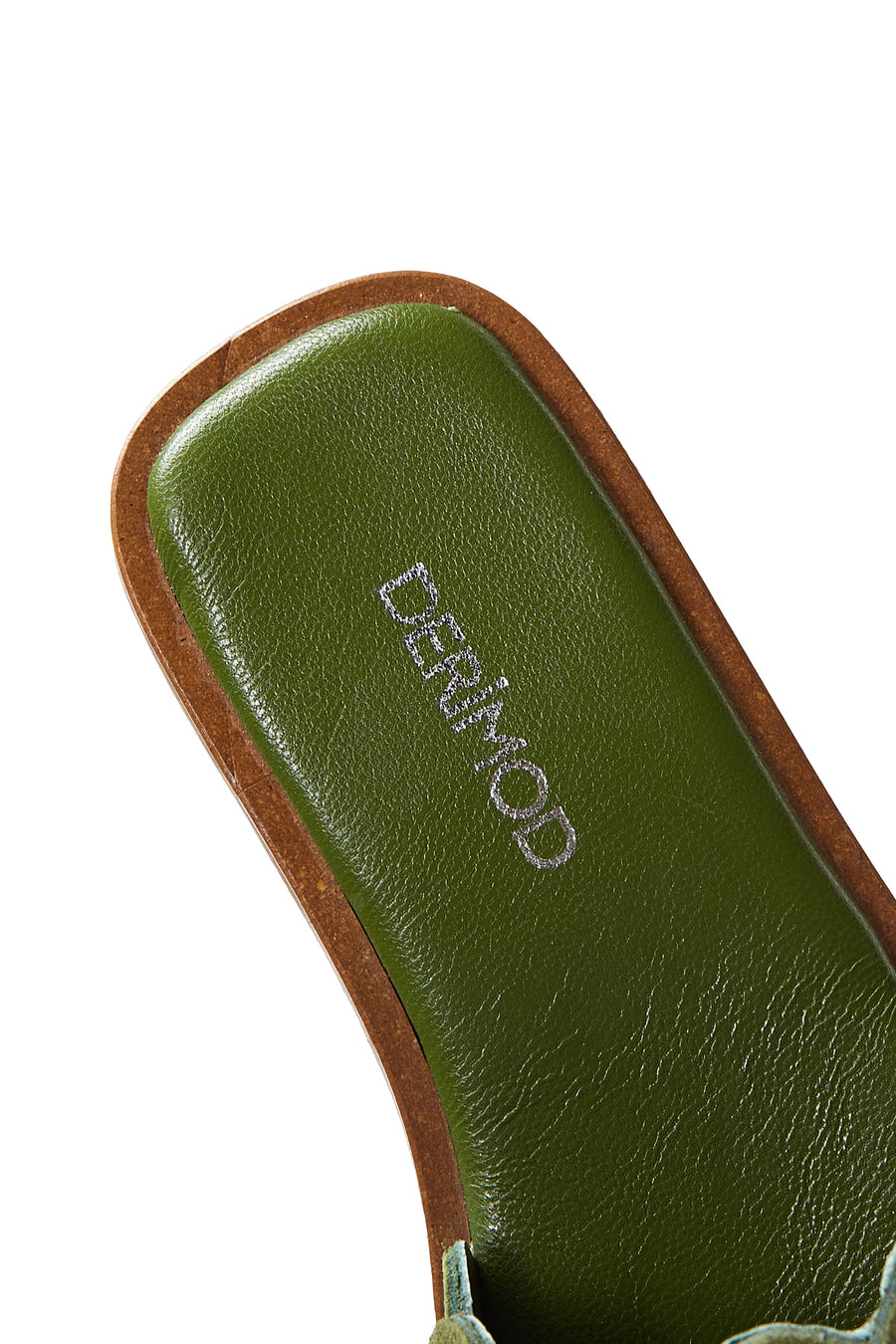 Women's Green Leather Braided Slippers