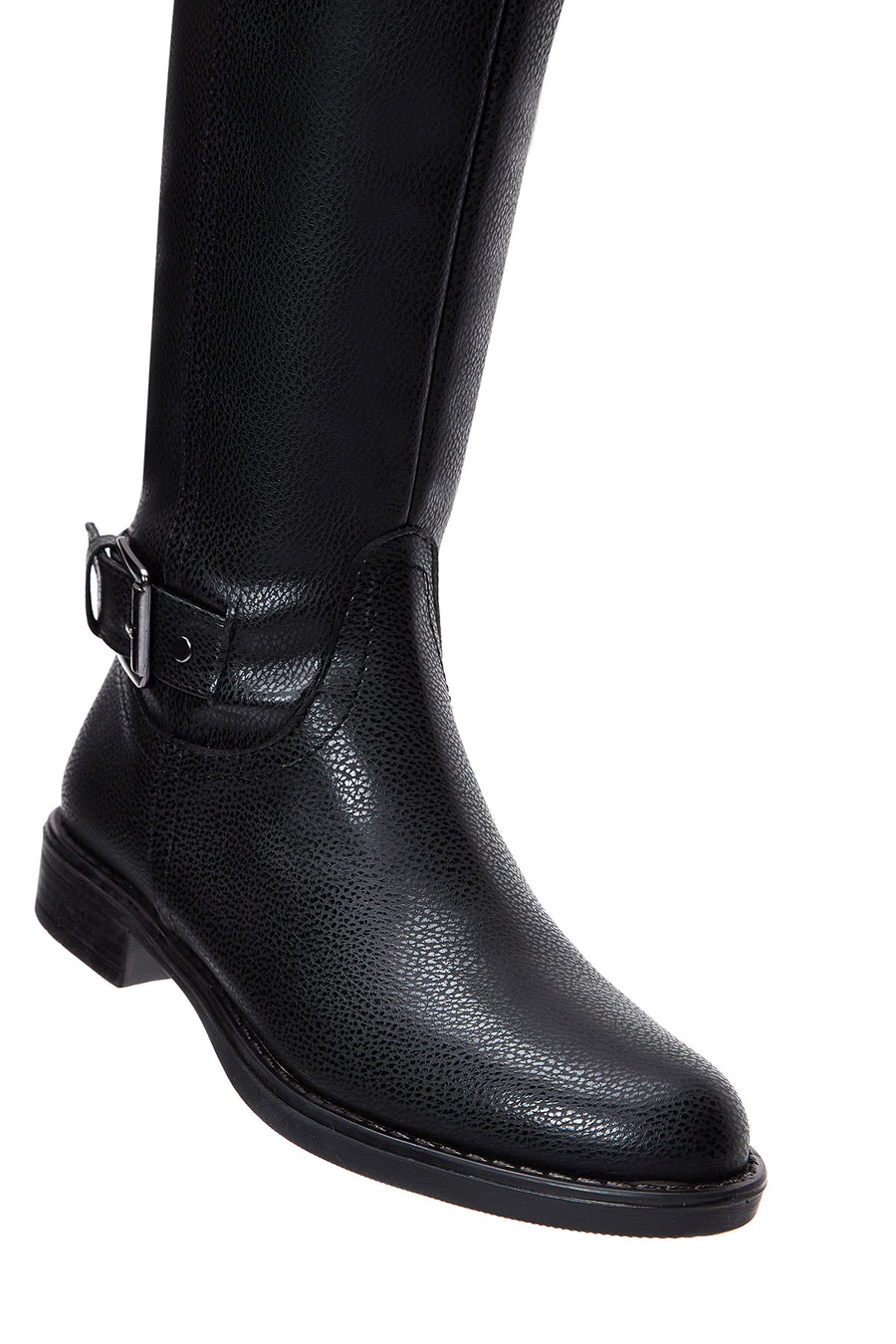 Women's Black Zippered Buckle Boots