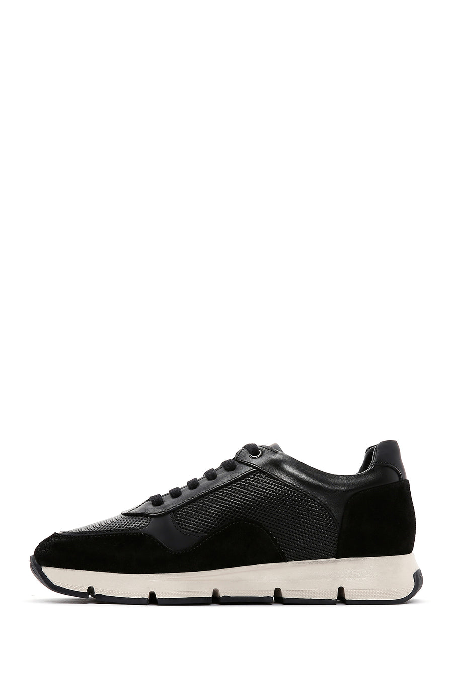Men's Black Leather Suede Detailed Sneaker