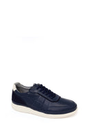 Erkek Lacivert Bağcıklı Deri Casual Sneaker | Derimod